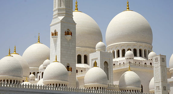 Abu Dhabi, architektura, budynek, kultura, światło dzienne, kopuła, wielki Meczet, punkt orientacyjny, minaret, ozdobny, na dworze, religia, szejk Zayed, duchowość, sułtanat, świątynia, wieża, tradycyjny, podróż, Tapety HD HD wallpaper