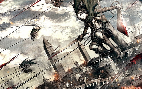 Papel de parede digital de Attack on Titan, Anime, Ataque dos Titãs, Levi Ackerman, Shingeki No Kyojin, HD papel de parede HD wallpaper