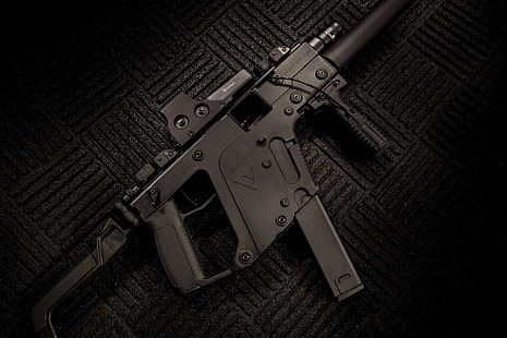 черна пушка, оръжия, фон, пистолет, Super V, KRISS Vector, HD тапет HD wallpaper