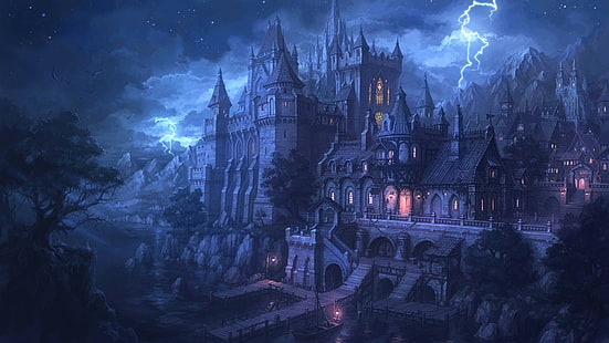 Castillo oscuro, fantasía, Fondo de pantalla HD HD wallpaper