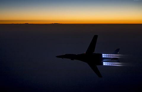 Lancer, sunset, supersonic, Boeing, strategic bomber, Rockwell, U.S. Air Force, B-1, HD wallpaper HD wallpaper
