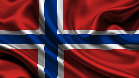 cruz vermelha, azul e branca bandeira, bandeira, Noruega, HD papel de parede HD wallpaper