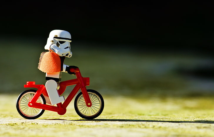 stormtrooper på cykelleksak, Storm Troopers, LEGO Star Wars, leksaker, HD tapet