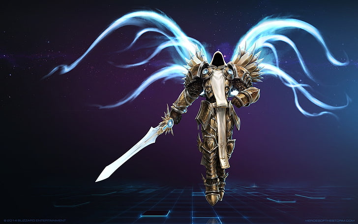 fiction character holding sword digital wallpaper, wings, angel, diablo 3, heroes of the storm, HD wallpaper