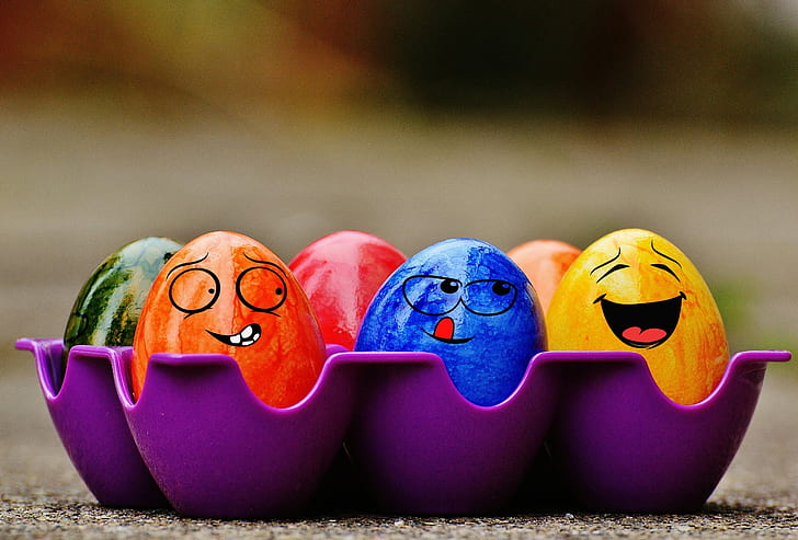 colorful, smile, Easter, rainbow, eggs, funny, decoration, Happy, the painted eggs, HD wallpaper