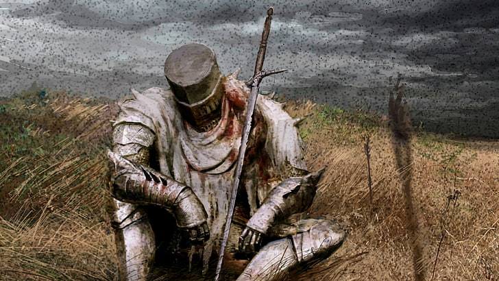 soldat dans la peinture sur herbe, Dark Souls, Dark Souls II, Heide Knight Painting, jeux vidéo, Fond d'écran HD