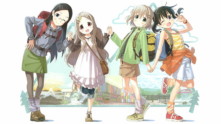 Anime, Yama no Susume, Aoba Kokona, Aoi Yukimura, Hinata Kuraue, Saitou Kaede, HD wallpaper