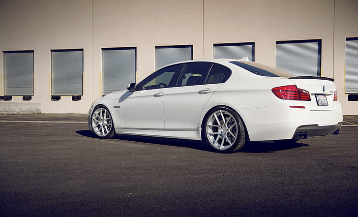 BMW, white, F10, 550i, HD wallpaper