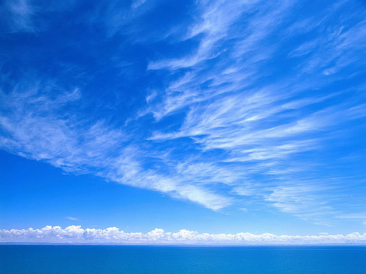 небе, синьо, бяло, облаци, нежност, HD тапет