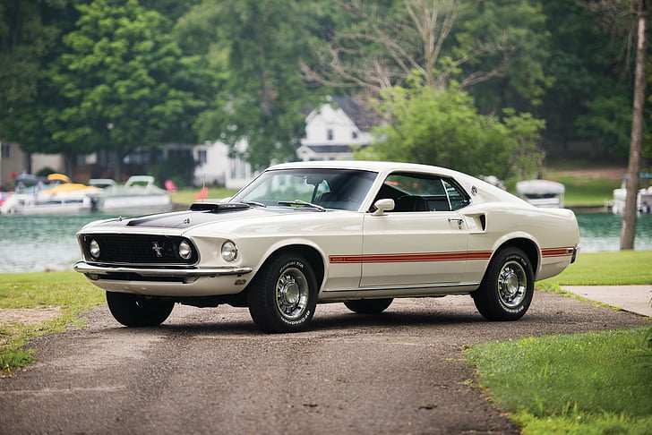 Ford, Ford Mustang Mach 1, Car, Fastback, Muscle Car, White Car, HD wallpaper