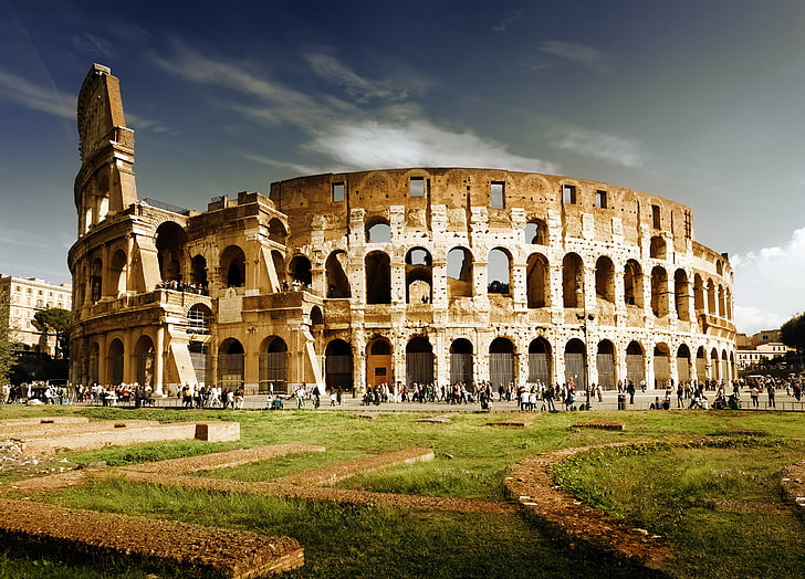 Coliseu, Roma Itália, Coliseu, Roma, antigo edifício, construção, Itália, HD papel de parede