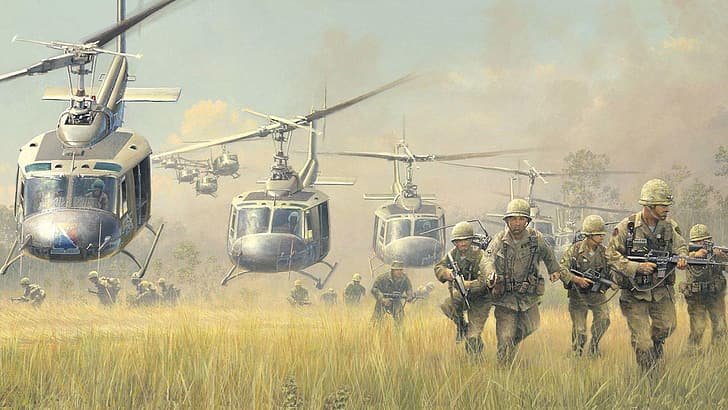 Вьетнамская война, вертолет, HD обои