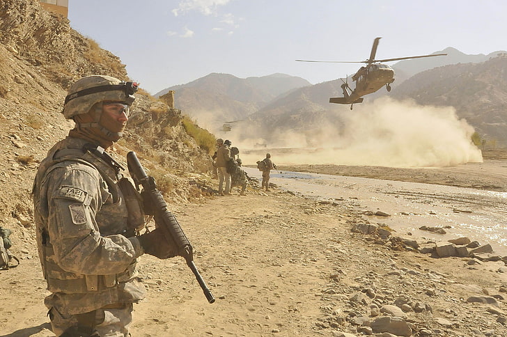 army, Desert, ISAF, Sikorsky UH 60 Black Hawk, HD wallpaper
