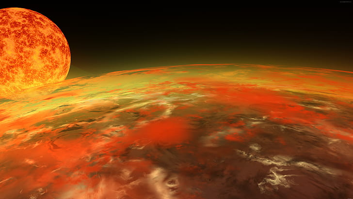 Terre 3D en feu depuis l'espace, espace extra-atmosphérique rouge et brun photo, espace, terre, feu, soleil, graphique, 3d, Fond d'écran HD