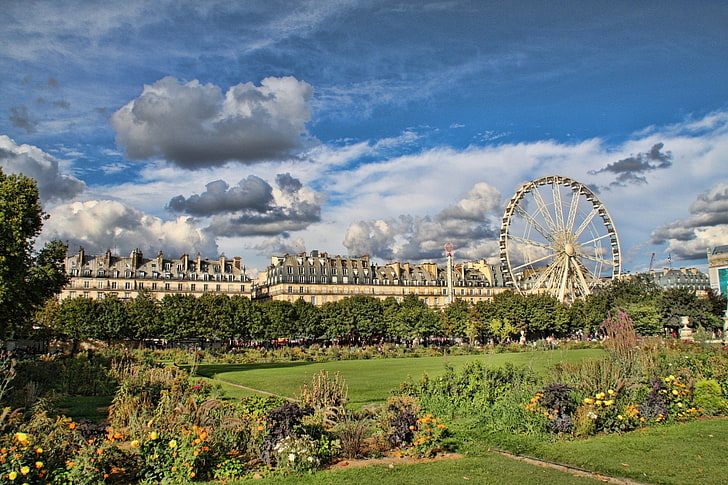 Cities, Paris, Ferris Wheel, Garden, HD wallpaper