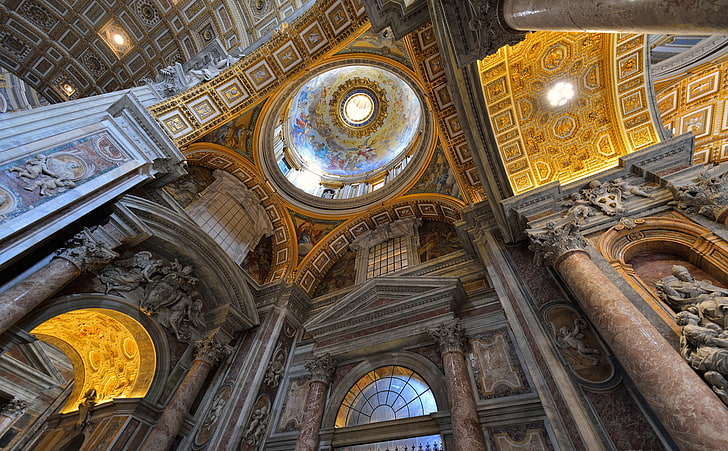 kopuła, religia, Watykan, Katedra św. Piotra, malowidła ścienne, Tapety HD