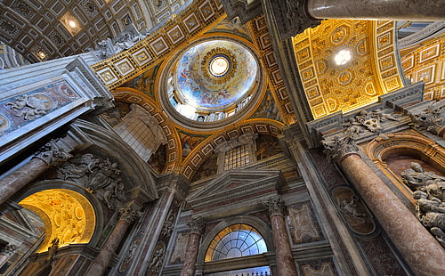 kupolen, religionen, Vatikanen, Peterskyrkan, väggmålningar, HD tapet HD wallpaper