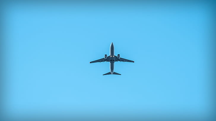 airplane, Tourism, sky, blue, cyan, minimalism, aircraft, planes, HD wallpaper