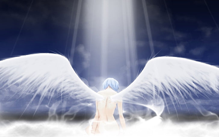 Neon Genesis Evangelion, Ayanami Rei, animeflickor, ängel, vingar, HD tapet