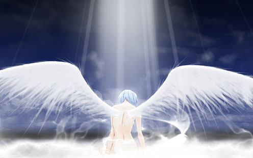 Neon Genesis Evangelion, Ayanami Rei, anime girls, angel, wings, Sfondo HD HD wallpaper
