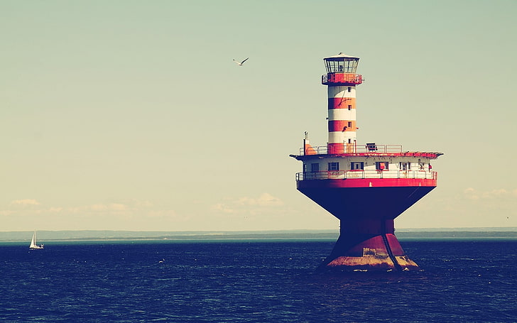 lighthouse, sea, HD wallpaper