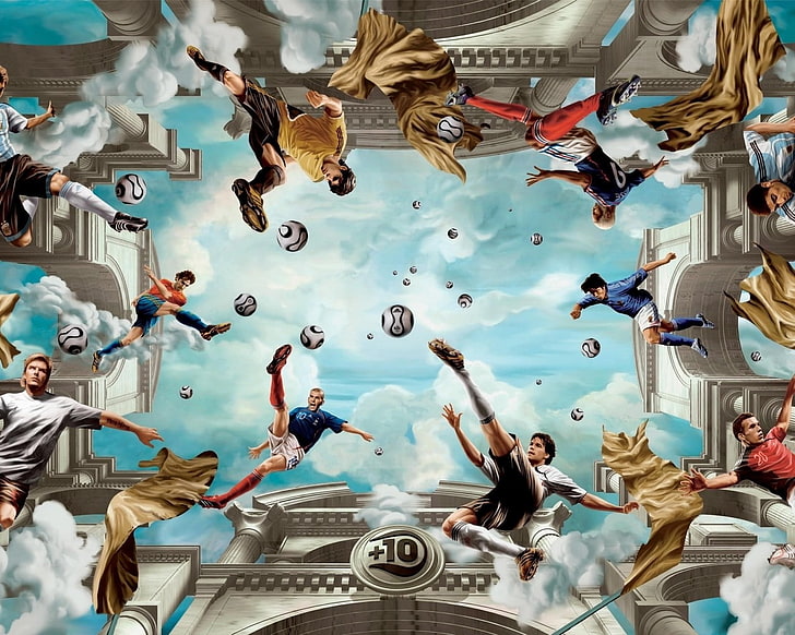 Digitale Kunst, Fußballer, Ball, Zinedine Zidane, David Beckham, Kaká, Michael Ballack, Djibril Cissé, HD-Hintergrundbild