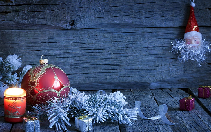 assorted Christmas decors, Christmas, Christmas ornaments , candles, wood, HD wallpaper
