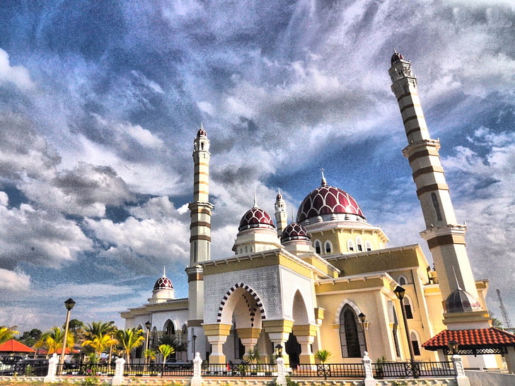 Masjid Hadhari, white and beige concrete mosque, Religious, , muslim, mosque, HD wallpaper