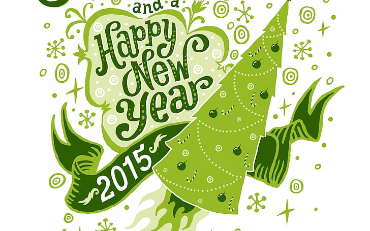 Green Happy New Year, 2015 new year, HD wallpaper