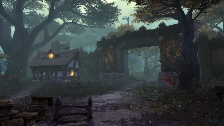 коричневая деревянная живопись дома, видеоигры, World of Warcraft: Warlords of Draenor, World of Warcraft, HD обои