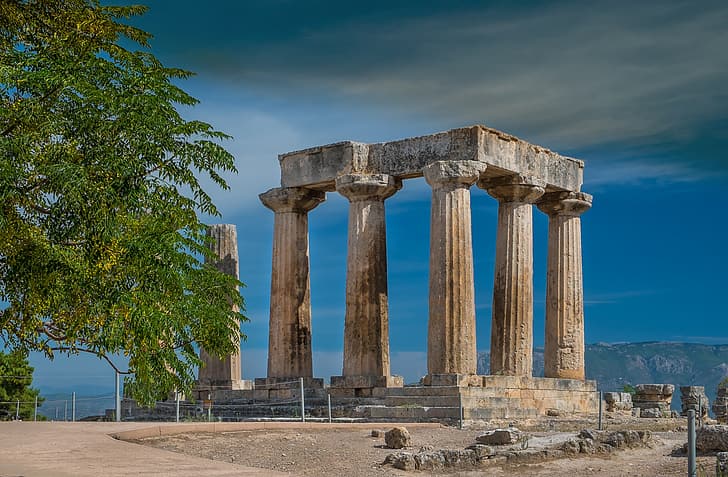 Corinthia, ruins, Greece, architecture, HD wallpaper | Wallpaperbetter