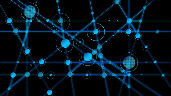 blue, light, circle, network, line, pattern, digital art, connection, connections, HD wallpaper HD wallpaper