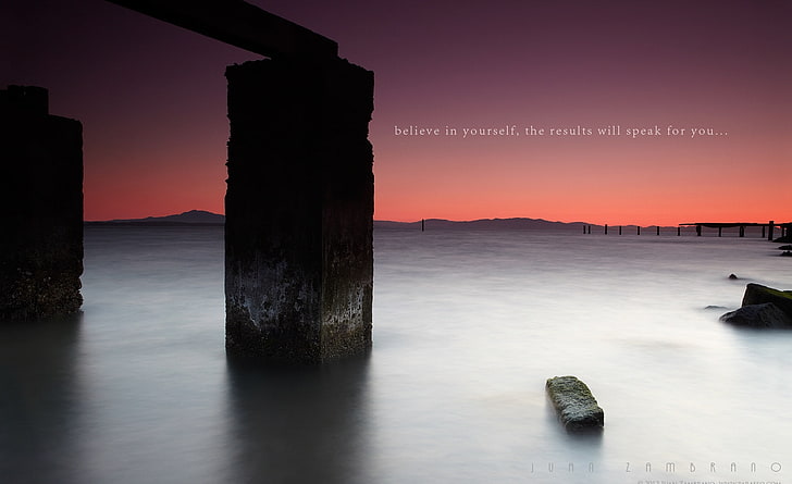 Believe In Yourself, white body of water digital wallpaper, Artistic, Typography, Quote, HD wallpaper