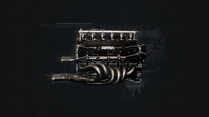 Двигатель Ferrari, украшения из нержавеющей стали, автомобили, 1920x1080, Ferrari, двигатель, HD обои