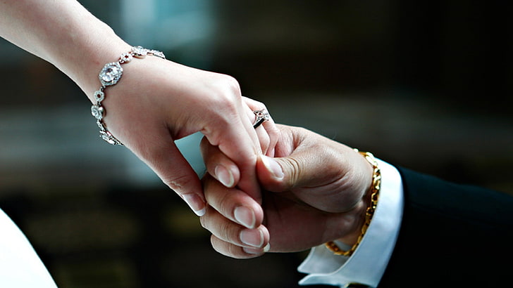 hands-nails-fingers-couple-wedding-marriage-rings, HD wallpaper