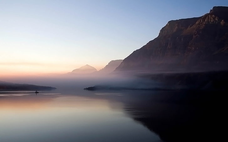 mountain range, mist, mountains, morning, HD wallpaper
