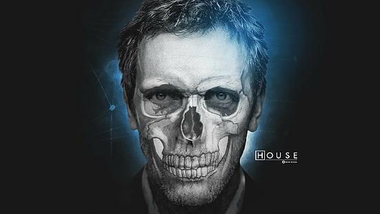 Григорий Хаус, череп, Хаус, доктор по медицина, лице, HD тапет HD wallpaper