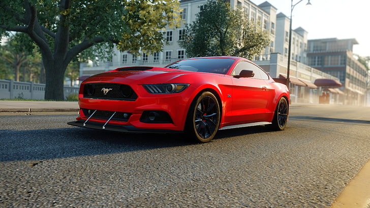 Ford Mustang rouge, Ford Mustang GT, The Crew, voiture, nitro, Fond d'écran HD