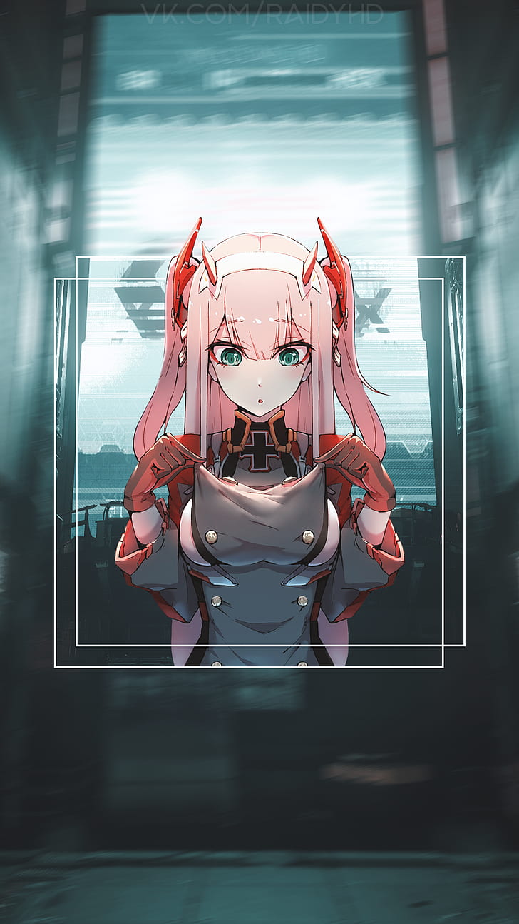 anime girls, anime, picture-in-picture, Zero Two (Darling in the FranXX), Kod: 002, Darling in the FranXX, Tapety HD, tapety na telefon