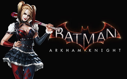Batman Arkham Knight Tapeta cyfrowa Harley Quinn, Harley Quinn, Batman, Joker, DC Comics, sztuka cyfrowa, Tapety HD HD wallpaper