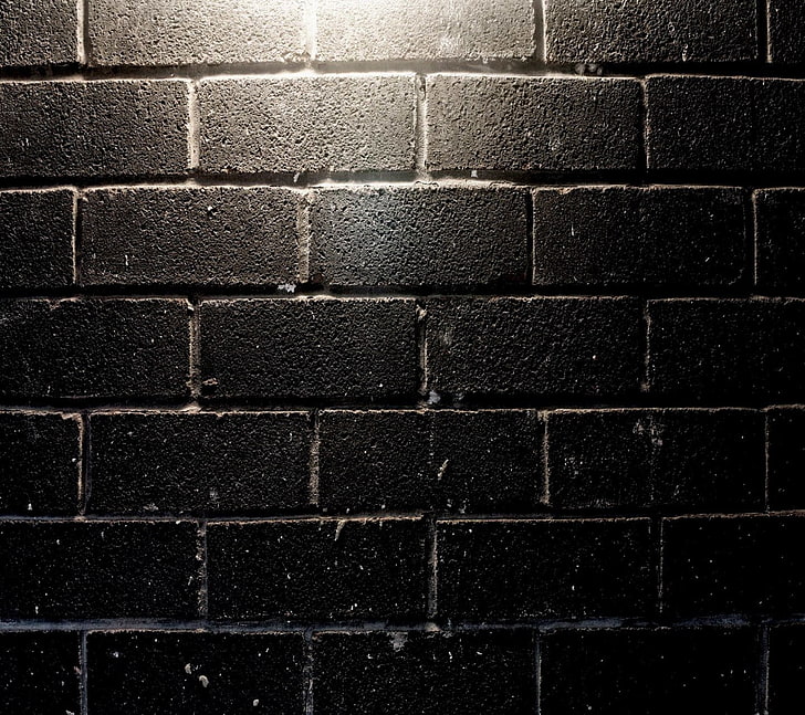 czarny mur z cegły, tekstura, Tapety HD