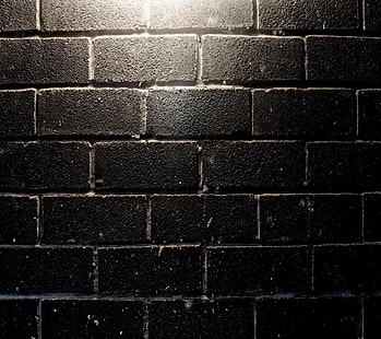 검은 벽돌 벽, 질감, HD 배경 화면 HD wallpaper