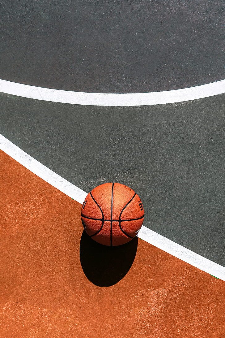 basketball, basketball court, sport, top view, balls, HD wallpaper