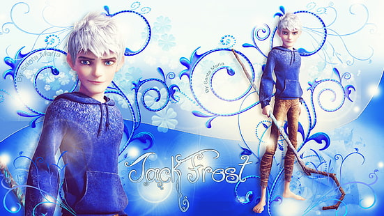 Ilustração de Jack Frost, azul, ascensão dos guardiões, Jack geada, ascensão dos guardas, HD papel de parede HD wallpaper