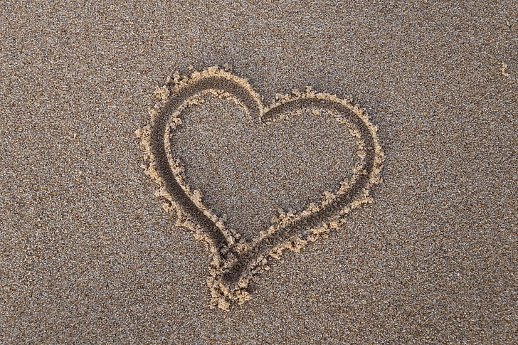 heart, sand, beach, love, hd, 4k, 5k, travel, HD wallpaper