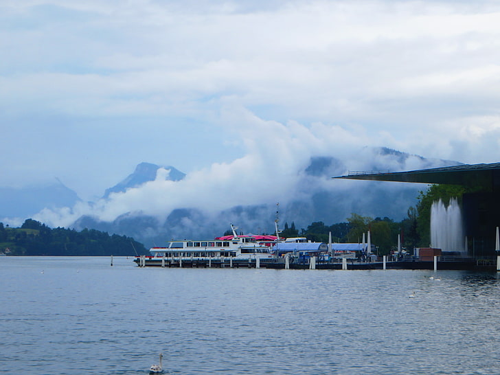 Швейцария, Люцерн, вода, облака, HD обои