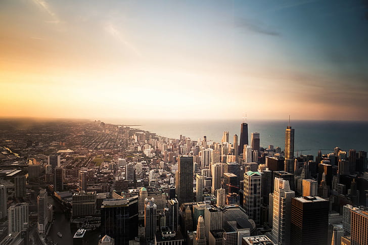 Chicago, Stadtbild, Gebäude, Meer, HD-Hintergrundbild