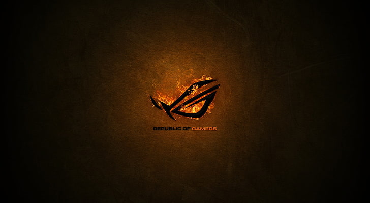 Asus Republic Of Gamers, logo Asus Republic of Gamers, komputery, sprzęt, ogień, asus, republika graczy, Tapety HD