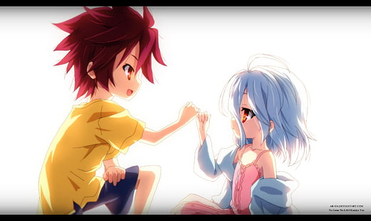 anime, No Game No Life, Sora (No Game No Life), Shiro (No Game No Life), HD wallpaper HD wallpaper
