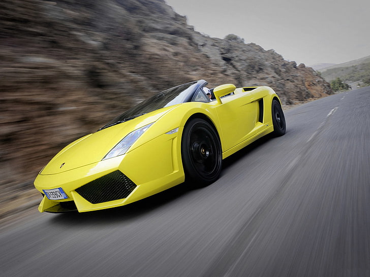 road, movement, convertible, side view, spider, Lamborghini, Gallardo, lamborghini gallardo lp560-4 spyder, HD wallpaper